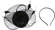 [GLSTOY] Gauze Fascinator Headband Hat for Women Elegant Wedding Tea Party Accessory Comfortable Lightweight Design Romantic Floral Detail for Banquets and Special Occasions