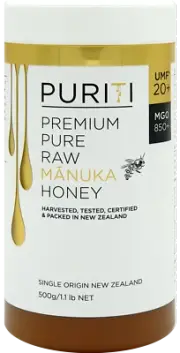 Puriti New Zealand Pure Raw Manuka Honey UMF20+ (MGO850+) 500g