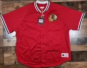 Mitchell & Ness Chicago Blackhawks Button Down Baseball Jersey 3XL Red NHL