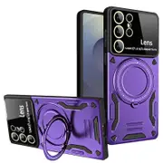 For Samsung Galaxy S25/S24 MagSafe Magnetic Ring Stand Case Heavy Duty Protective Back Cover (Purple)