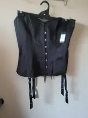 City Chic Xxs /xs Corset Bustier Plus Size 12/14 Black Satin
