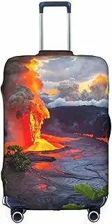[Pvinnk] Kilauea Volcanos Print Protective Luggage Cover Elastic Washable Suitcase Protector Travel Gear Protector, White, Large