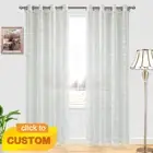 Polyester Eyelet Sheer Curtain Window Drapes Voile Curtain Bedroom 140cmx220cm