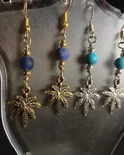 Marijuna Leaf Earrings Gold/Silver With Multiple Choices Of Stones