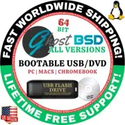 GHOSTBSD, LINUX LIKE OS LATEST MATE, XFCE 64BIT BOOTABLE USB/DVD, MAC/PC FREEBSD