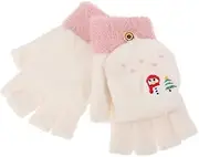 [FOMIYES] Cartoon Acrylic Winter Warm Gloves for Boys and Girls Flip Cover Mittens Soft Comfortable Touch