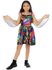Rainbow Monarch Butterfly Girls Dress Up Costume