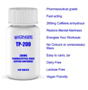 TP-200 200MG CAFFIENE TABLETS LACTOSE FREE IONIZE SUPPLEMENTS