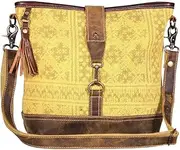Myra Bags Fervor Canvas, leather & Rug Shoulder Bag S-1939