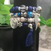 4 PC Handmade Bohemian Beaded Stackable Stretch Bracelet Set New Free Ship 9736
