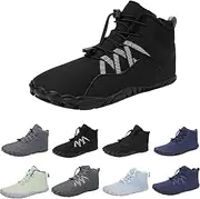 [Yubnlvae] Men's Women's Winter Hike Footwear Barefoot, Slip on Warm Zero Drop Snow Boot,Minimalist Waterproof Shoes,Wide Toe Box Ankle Booties Shoes for Hiking Walking Outdoor Unisex, Black, 39 EU