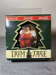 1990 COCA COLA TRIM A TREE COLLECTION Santa Oval Tin Ornament Vintage Coke NEW