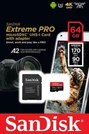 SanDisk 64GB Extreme Pro 170MB/s Micro SD MicroSDXC UHS-I U3 A2 V30 Memory Card