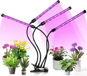 EZONEDEAL LED Grow Lights for Indoor Plants, 80W 4 Heads Timing 80 LED 9 Dimmable Levels Plant Grow Lights for Indoor Plants with Adjustable Gooseneck, 3 9 12H Timer, 3 Switch Modes