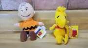 Vintage Applause Peanuts Charlie Brown & Woodstock Bean Bag Plush Stuffed Animal