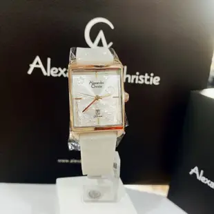 Alexandre Christie ✨2022AW 白色立體花方型女錶 石英錶膠錶帶 原廠保固一年 實體店面出貨