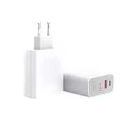 2PCS 45W Speed PPS Intelligent Power-off Digital Display Quick Charger PD3.0+QC3.0 Type-C+ USB Charger WHITE COLOR