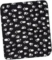 GRIRIW Blanket for Pet Double-Sided Fleece Comfortable Pet Bedding No Lint Black Background White Paws 60x70cm