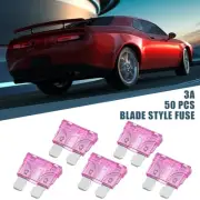 50pcs Blade Style Fuses 3A Mini Size for Car Boat Truck SUV Motorcycle Purple