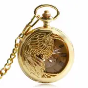 Mens Skeleton Automatic Pocket Watch Golden Luxury Phoenix Self Winding Watches