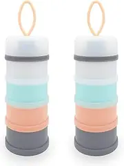 LADISO Baby Formula Dispenser, Formula Container, Portable Milk Powder Container, Non-Spill Stackable Baby Snack Storage Container, Baby Feeding Travel Storage Container, BPA Free, 4 Layers 2 Packs