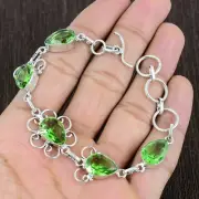 Rare Faceted Peridot Bracelet 925 Starling Silver Bracelet Jewelry Gift For Her