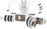 No Drill Headband Holder Wall Mount, Multifunctional Scrunchie Organizer with Drawer, Rabbit Headband Display Stand for Women (White, Rabbit Shape)
