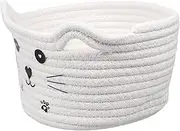 HOOTNEE Cat Style Cotton Rope Woven Storage Basket for Miscellaneous Items Breathable Organizer Bin Cute Desktop Decor for Home Nursery