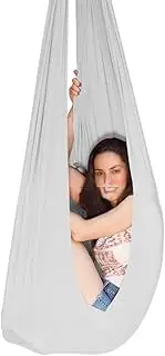 Therapy Swing for Kids Sensory Swing for Adults Kids Teens Therapy Swing Indoor Soothing Cuddle Hammock Durable Fabric Elastic Snuggle Swing Adjustable Aerial Yoga Hanging Seat with Special Needs