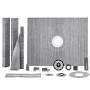 Shower Curb Kit, 1219x1524mm, 60"x48" Shower Pan Kit with 50.8mm ABS Central Flange, Waterproof Membrane, Stainless Steel Grate and Joint Sealant, Shower Pan Slope Sticks Fit for