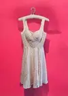 NWT Unique Vintage Light Pink Swing Dress SIZE M Satin Polka Dots Bra Sweetheart