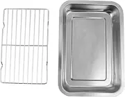 HEALEEP 1Set Stainless Steel Baking Sheet with Rack Drain Rack for Cookies Bread for Cooling Frying Kitchen Baking Accessory