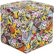 Storage Stool Footstool Cube Toy Storage Box Pouffe Seat Stool Practical Footrest Home Footstool (Color : Ice Cream)