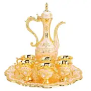 Vintage Metal Turkish Coffee Pot Set Turkish Tea Set with 6 Luxury Coffee Cup...