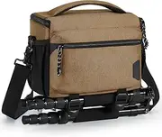 BAGSMART Camera Bag, Small Camera Case with Tripod Holder, Compact Camera Shoulder Bags for DSLR/SLR/Mirrorless Cameras Waterproof Crossbody Camera Bag Women Men, Khaki