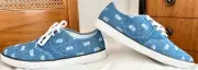 NIB MCM Men Logo Print Blue Denim Canvas LaceUp Sneakers US10/EU43 Made in ITALY