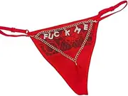 [Generic] Sexy Letters Panties Thongs Summer Beach Chain Thong Bikini Elastic Chain Panties Rhinestone G String Jewelry for Women