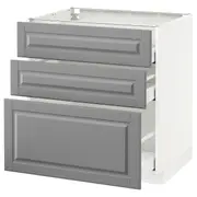 METOD base cabinet with 3 drawers, white Maximera/Bodbyn grey, 80x60x80 cm