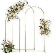 Vincidern Metal Wedding Arch Backdrop Stand Set of 3 Gold Wedding Arbor Backdrop Stand for Birthday Party Ceremony Anniversary Celebration Graduation Decoration Door Arch Frame (6.6FT,5.9FT,4.9FT)