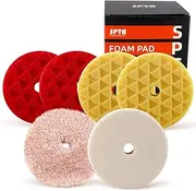 SPTA Buffing Polishing Pads, 3 Inch 80mm Body Repair Polishing Pad Set Made for 3 Inch Backing Plate, 6 Pcs Buffing Pads with Sponge, Wool and Micro-Fiber Pad Set for Car Detailing polishing Buffing