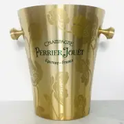 PERRIER JOUET Epernay-France Champagne Ice Bucket 9" Gold Green Floral Metal NEW