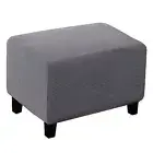 Sofa Rectangle Footstool Checked Jacquard Stretch Bedroom Ottoman Cover.