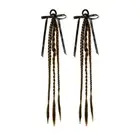 2Pcs Hair Extension Black Bow Ponytail Wig Boxing Braided Twist Braid Wig Party