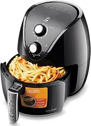 4.5L Large Air Fryer with Double Knob Operation and 60-Minute Timer 380℃ Double Layer Water-Based Non-Stick Coating Honeycomb Basket Automatic Power-Off Protection 1500W