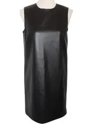 Theory Mod Shift Crew Womens Dress Size 00 Black Bedford Faux Leather Mini $395