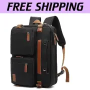 3-in-1 Laptop Bag for Men: Black Waterproof Backpack, Briefcase & Messenger