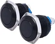 KLVN 2Pcs 16mm 5/8" Black Metal Momentary Push Button Switch 1NO SPST 3A/12-250V (Color : Black)