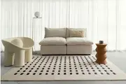 Taber Cream and Black Rectangles Washable Rug