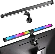 Quntis Monitor Light RGB Backlight, Eye-Care Dual Light Computer Light Bar Gaming Office Desk Lamp, 15 Modes Dimmable Backlight, 3 Color Temperature Adjustable Brightness, Ra95 Screen Light Bar