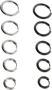 [HONMEET] Essential Fashion Earrings Women's Metal Hoop Earrings Titanium Steel Earrings for Teen Girls